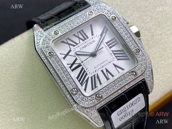 Swiss Quality Iced Out Cartier Santos De Watch Sapphire Crystal Swiss Quality Iced Out Cartier Santos De Watch Sapphire Crystal