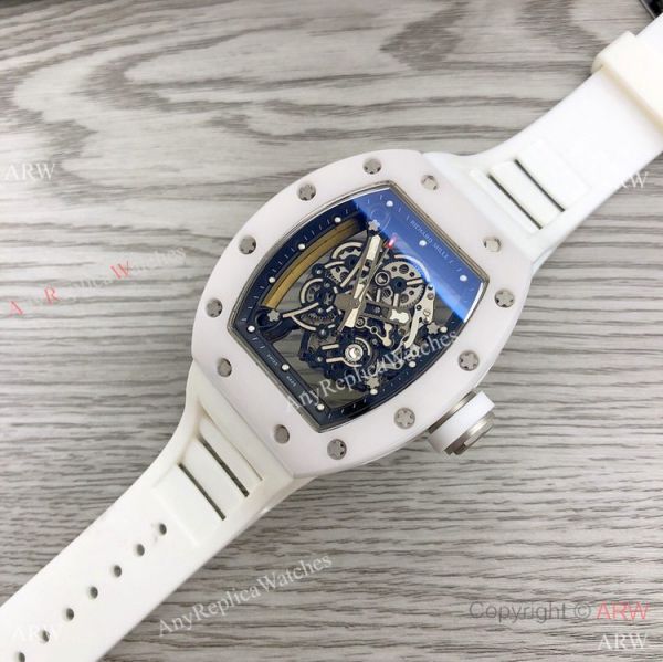 RM Factory Richard Mille RM055 White Ceramic Watch White Rubber Strap RM Factory Richard Mille RM055 White Ceramic Watch White Rubber Strap