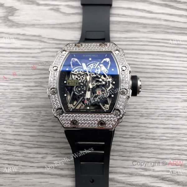 Swiss Quality Richard Mille RM35-01 Rafael Nadal Watch Diamond Case Red Rubber Strap Swiss Quality Richard Mille RM35-01 Rafael Nadal Watch Diamond Case Red Rubber Strap