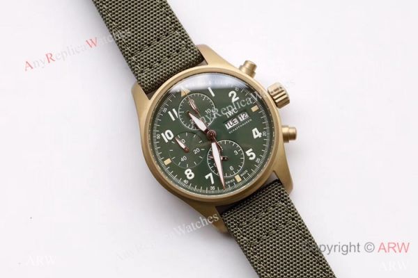 ZF Factory IWC Pilots 7750 Chronograph Spitfire Bronze Military Green Watch ZF Factory IWC Pilots 7750 Chronograph Spitfire Bronze Military Green Watch