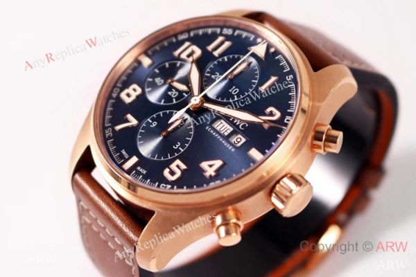 ZF Factory V2 IWC Pilots Chronograph IWC3777 Rose Gold Case Bucherer Blue Dial ZF Factory V2 IWC Pilots Chronograph IWC3777 Rose Gold Case Bucherer Blue Dial