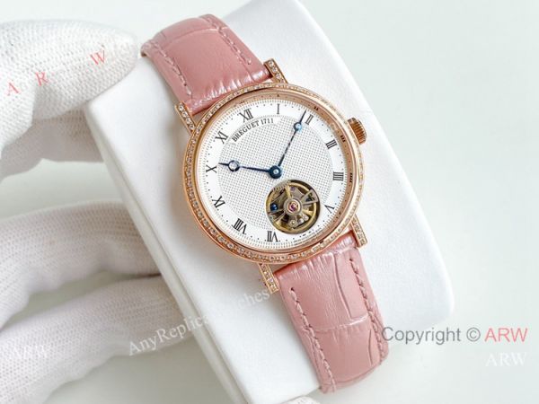 New Copy Breguet Classique Tourbillon Diamond Roman Dial Watch Women 32mm New Copy Breguet Classique Tourbillon Diamond Roman Dial Watch Women 32mm