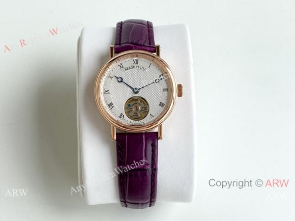 New Copy Breguet Classique Tourbillon Watch Pink Leather Strap Women 32mm New Copy Breguet Classique Tourbillon Watch Pink Leather Strap Women 32mm