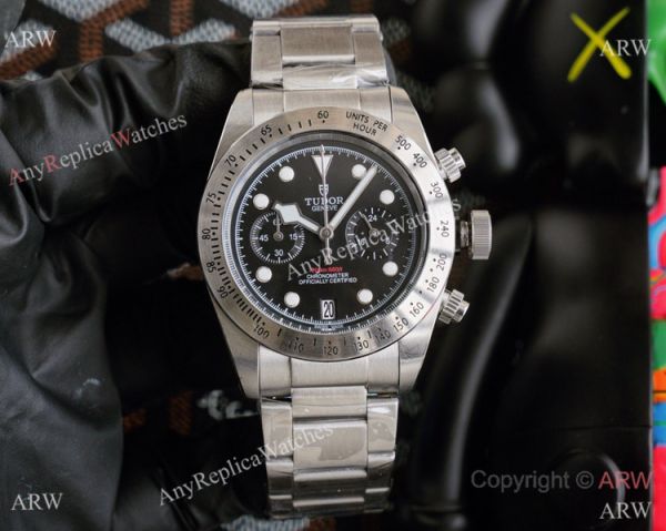 Clone Tudor Heritage Black Bay Chronograph Watch Stainless steel Brown Leather Strap Clone Tudor Heritage Black Bay Chronograph Watch Stainless steel Brown Leather Strap