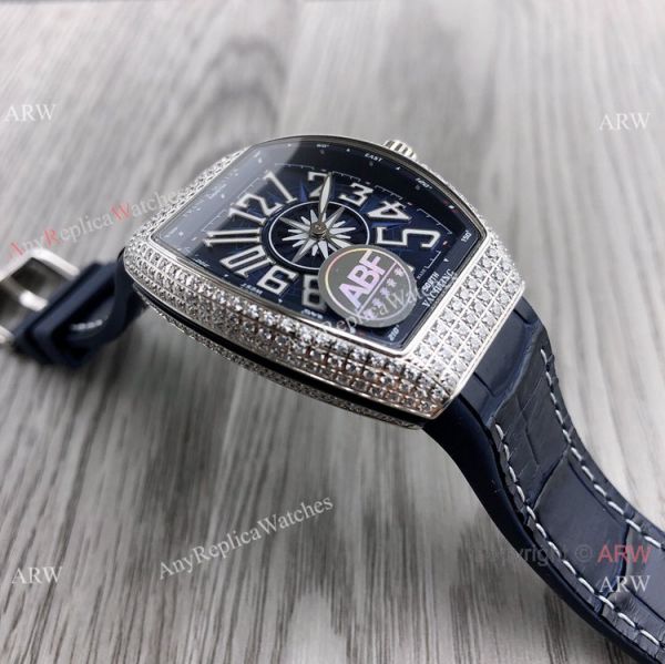New Copy Franck Muller Vanguard Lady V32 Iced Out Blue Watch Swiss Quartz New Copy Franck Muller Vanguard Lady V32 Iced Out Blue Watch Swiss Quartz