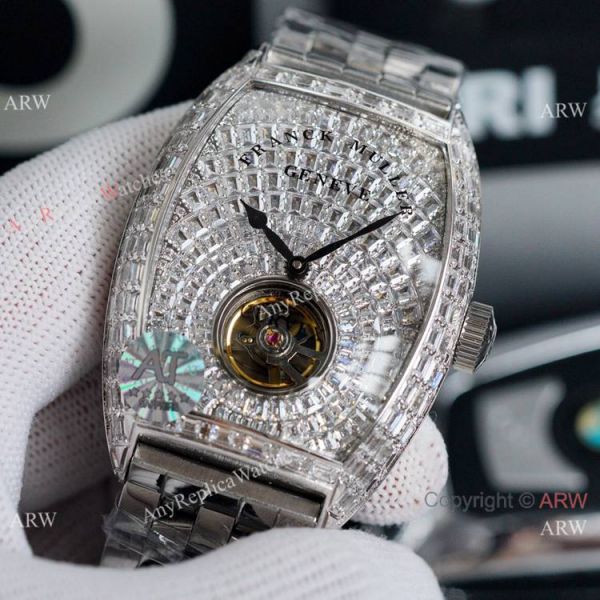 Clone Franck Muller Cintree Curvex Flying Tourbillon Watch 43mm Iced Out Rose Gold Clone Franck Muller Cintree Curvex Flying Tourbillon Watch 43mm Iced Out Rose Gold
