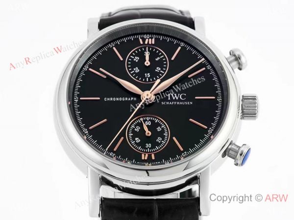 Swiss Replica IWC Portofino 7750 Chronograph 39mm Watch Black Swiss Replica IWC Portofino 7750 Chronograph 39mm Watch Black
