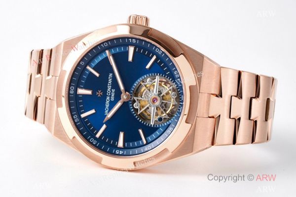 1-1 Super Clone Vacheron Constantin Overseas Tourbillon V2 Watch Rose Gold Blue Rubber Strap 1-1 Super Clone Vacheron Constantin Overseas Tourbillon V2 Watch Rose Gold Blue Rubber Strap