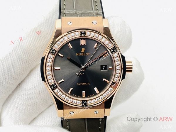 HB V3 version Hublot Classic Fusion Iced Out Watch Rose Gold Gray Dial Super Clone HUB1213 Movement HB V3 version Hublot Classic Fusion Iced Out Watch Rose Gold Gray Dial Super Clone HUB1213 Movement
