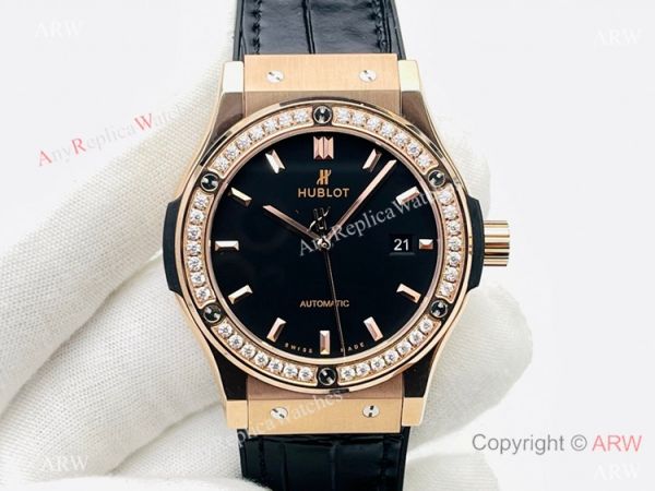 HB V3 version Hublot Classic Fusion Watch Iced Out Rose Gold Black Dial Super Clone HB V3 version Hublot Classic Fusion Watch Iced Out Rose Gold Black Dial Super Clone