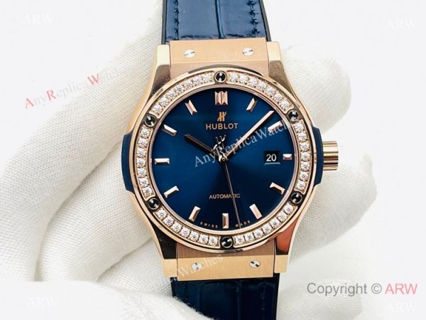 HB V3 version Hublot Classic Fusion Watch Iced Out Rose Gold Blue Dial Super Clone HB V3 version Hublot Classic Fusion Watch Iced Out Rose Gold Blue Dial Super Clone
