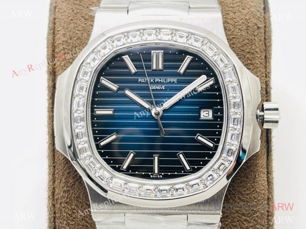 PFF Factory V4 Patek Philippe Nautilus Diamond Watch Swiss 9015 Bucherer Blue Dial PFF Factory V4 Patek Philippe Nautilus Diamond Watch Swiss 9015 Bucherer Blue Dial