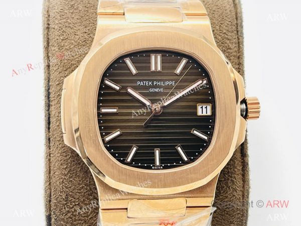 PFF Factory V4 Patek Philippe Nautilus Replica Watch Swiss 9015 Rose Gold Brown Dial PFF Factory V4 Patek Philippe Nautilus Replica Watch Swiss 9015 Rose Gold Brown Dial