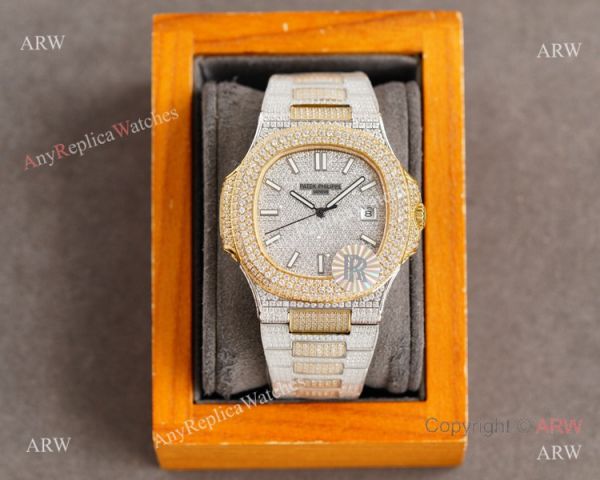 AAA Grade Copy Patek Philippe Nautilus Swiss 9015 Watch 40mm Gold Diamond Dial 2-Tone AAA Grade Copy Patek Philippe Nautilus Swiss 9015 Watch 40mm Gold Diamond Dial 2-Tone