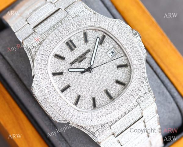 Swiss Grade One Patek Philippe Iced Out Nautilus 9015 Watch Full Diamond Swiss Grade One Patek Philippe Iced Out Nautilus 9015 Watch Full Diamond