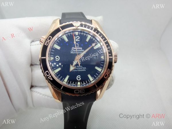 Clone Omega Seamaster Automatic Rose Gold Rubber Strap Watch Clone Omega Seamaster Automatic Rose Gold Rubber Strap Watch