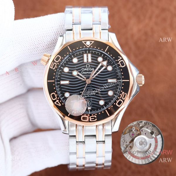 Swiss Quality Omega Seamaster 300m 42mm Two Tone Rose Gold Blue Watch Citizen Movement Swiss Quality Omega Seamaster 300m 42mm Two Tone Rose Gold Blue Watch Citizen Movement