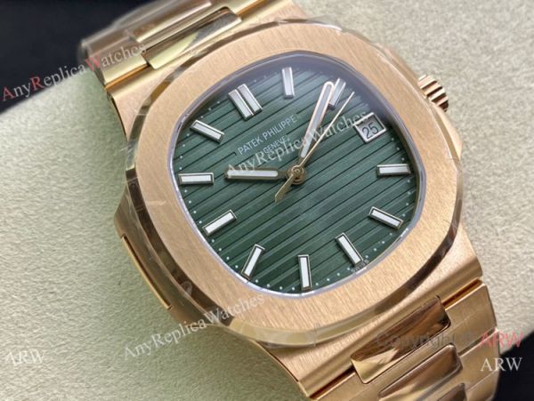 Swiss Copy Patek Philippe Nautilus Cal 324 sc Watch Rose Gold Olive Green Dial Swiss Copy Patek Philippe Nautilus Cal 324 sc Watch Rose Gold Olive Green Dial