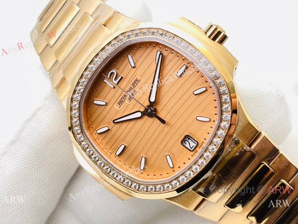 3K Factory 1:1 Best Patek Philippe Nautilus Ladies Cal.324 Watch All Gold 34mm 3K Factory 1:1 Best Patek Philippe Nautilus Ladies Cal.324 Watch All Gold 34mm