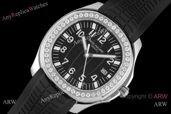 Swiss Quality Replica Patek Philippe Aquanaut 8215 Watch SS Black Dial Diamond Bezel Swiss Quality Replica Patek Philippe Aquanaut 8215 Watch SS Black Dial Diamond Bezel