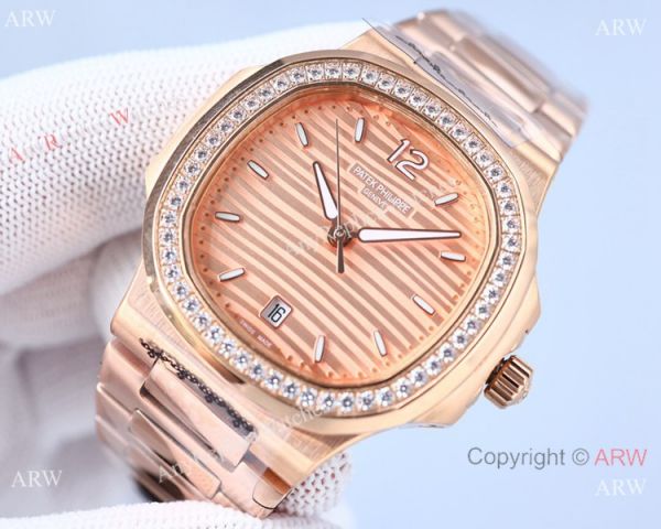Swiss Quality Patek Philippe Nautilus 8215 Movement Watch Diamond Bezel Rose Gold Swiss Quality Patek Philippe Nautilus 8215 Movement Watch Diamond Bezel Rose Gold