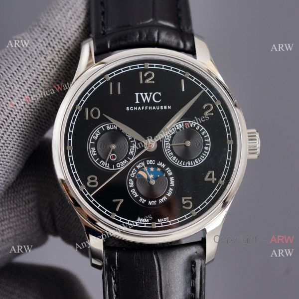 IWC Portuguese Moonphase 42MM Blue Face Arabic Leather Strap Watch IWC Portuguese Moonphase 42MM Blue Face Arabic Leather Strap Watch