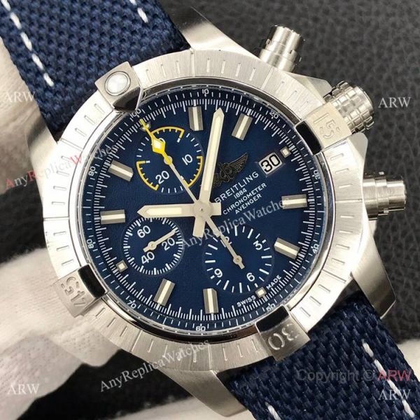 Replica Breitling Avenger Chronograph 43 A7750 Watch Blue Military Leather Strap Replica Breitling Avenger Chronograph 43 A7750 Watch Blue Military Leather Strap
