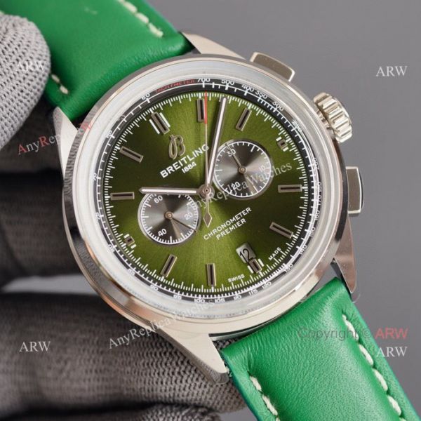 Copy Breitling Premier B01 Green Dial Leather Strap 42MM Men Watch Copy Breitling Premier B01 Green Dial Leather Strap 42MM Men Watch