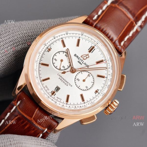 Copy Breitling Premier B01 Rose Gold Case Brown Leather Strap 42MM Men Watch Copy Breitling Premier B01 Rose Gold Case Brown Leather Strap 42MM Men Watch