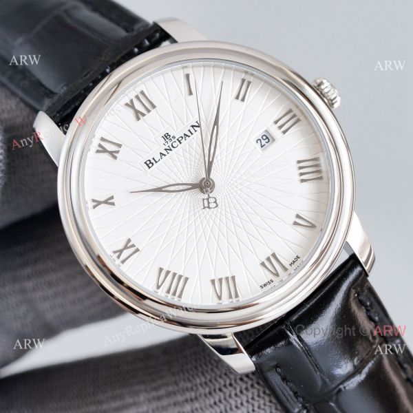 Replica Blancpain Villeret White Dial Leather Strap 40MM Watch With Roman Markers Replica Blancpain Villeret White Dial Leather Strap 40MM Watch With Roman Markers