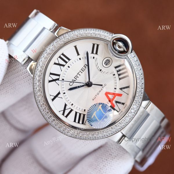 Copy Balloon Blue Cartier Diamond Bezel Silver Face 42mm Automatic Watch Copy Balloon Blue Cartier Diamond Bezel Silver Face 42mm Automatic Watch