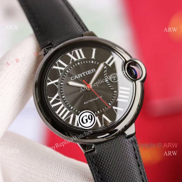 New Replica V6 Balloon Blue Cartier All Black Leather Watch New Replica V6 Balloon Blue Cartier All Black Leather Watch
