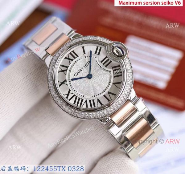 Copy Cartier Balloon Blue 2-Tone Rose Gold Strap Diamond Bezel White Dial Watch Copy Cartier Balloon Blue 2-Tone Rose Gold Strap Diamond Bezel White Dial Watch