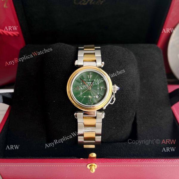 Replica Cartier Pasha Deep Green Dial 2-Tone Gold Watch With Arabic Markers Replica Cartier Pasha Deep Green Dial 2-Tone Gold Watch With Arabic Markers