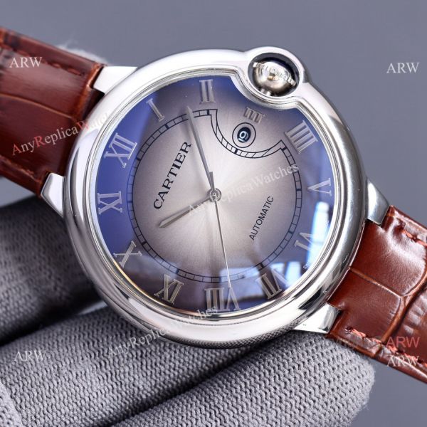 Copy Balloon Blue Cartier Gradient Face Gold Case 42MM Watch Leather Strap Copy Balloon Blue Cartier Gradient Face Gold Case 42MM Watch Leather Strap