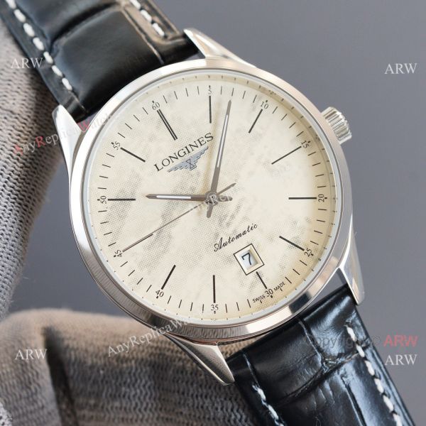 Replica Longines Elegant Gray Meteorite Texture Dial Black Leather Strap Watch 8215 Movement Replica Longines Elegant Gray Meteorite Texture Dial Black Leather Strap Watch 8215 Movement