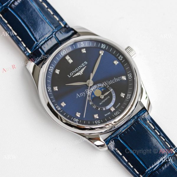 (GF) Swiss Copy Longines Master Bucherer Blue Moonphase dial Watch Leather Strap 40mm (GF) Swiss Copy Longines Master Bucherer Blue Moonphase dial Watch Leather Strap 40mm