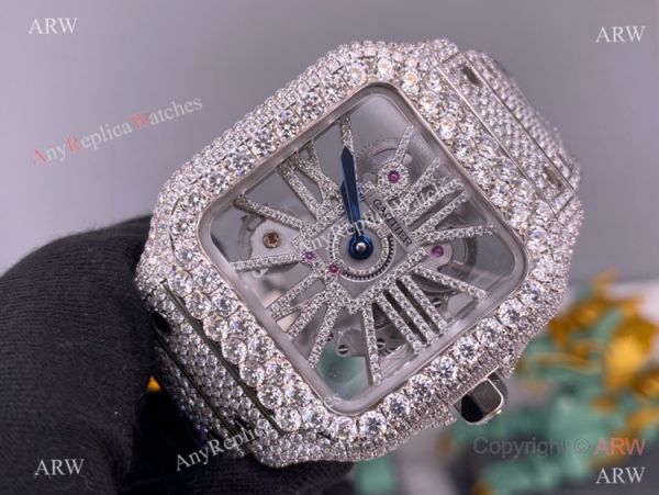 TW Factory Santos de Cartier Skeleton Watch Iced Out Cartier Automatic TW Factory Santos de Cartier Skeleton Watch Iced Out Cartier Automatic