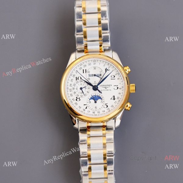 Swiss Quality Longines Master Moon Phase Watch Citizen Movement Two Tone Case Swiss Quality Longines Master Moon Phase Watch Citizen Movement Two Tone Case