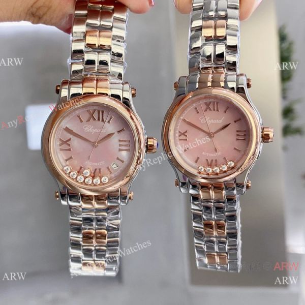 Copy Chopard Happy Sport Coral red 2-Tone Rose Gold Watches Copy Chopard Happy Sport Coral red 2-Tone Rose Gold Watches