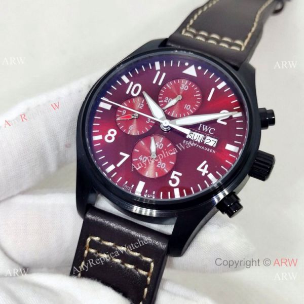 Best Replica IWC Pilots Cherry red Face Rose Gold Automatic Watches Best Replica IWC Pilots Cherry red Face Rose Gold Automatic Watches