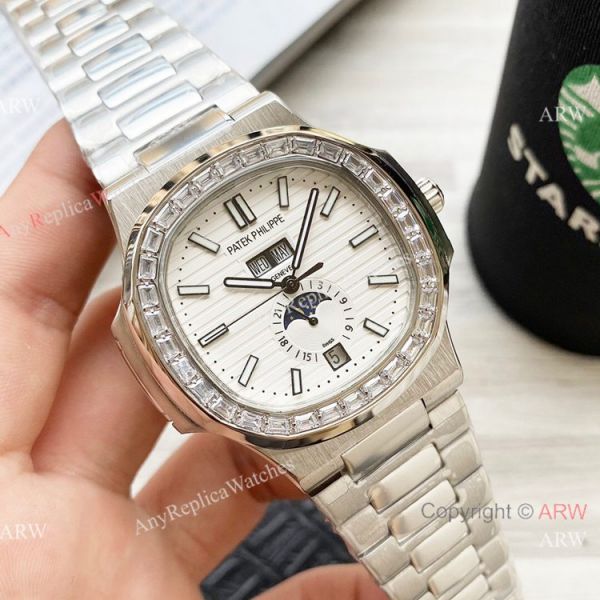 Clone Patek Philippe Annual Calendar Nautilus Watches Olive Green with Diamond 42mm Clone Patek Philippe Annual Calendar Nautilus Watches Olive Green with Diamond 42mm