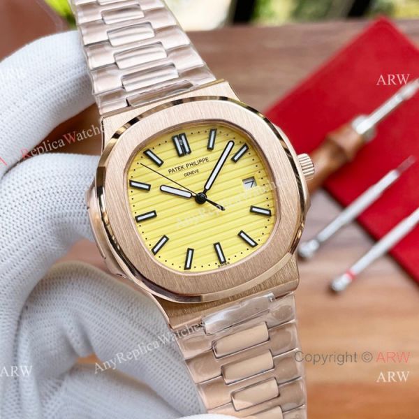 New Patek Philippe Nautilus Lemon Dial Stainless Steel Watch Automatic New Patek Philippe Nautilus Lemon Dial Stainless Steel Watch Automatic