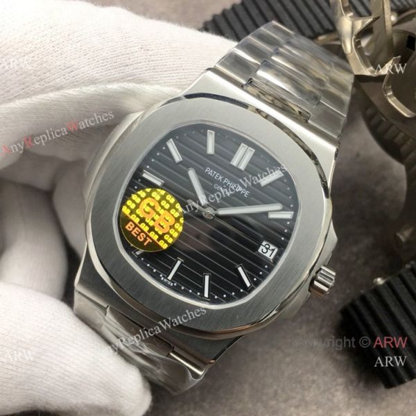 Swiss Copy Patek Philippe Nautilus SS Black Dial 40MM Watch GB Factory Swiss Copy Patek Philippe Nautilus SS Black Dial 40MM Watch GB Factory