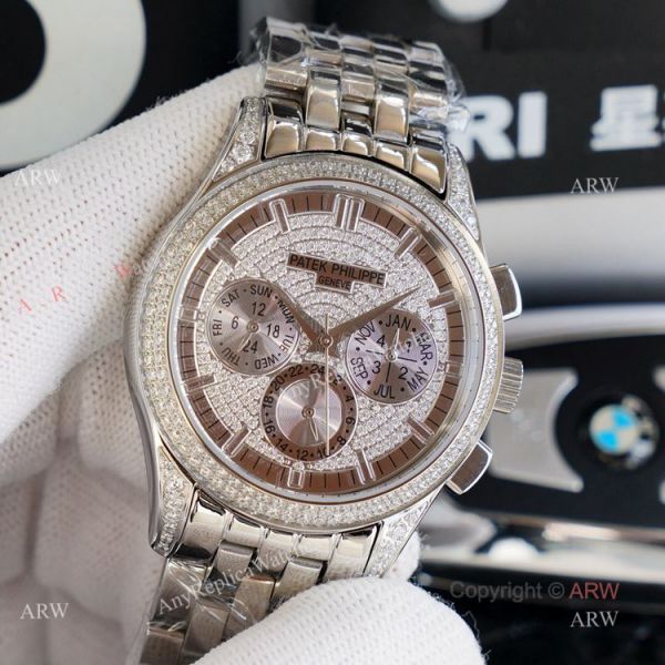 Top Replica Patek Philippe Iced Out Watch Swiss 9100 Movement 41mm Top Replica Patek Philippe Iced Out Watch Swiss 9100 Movement 41mm