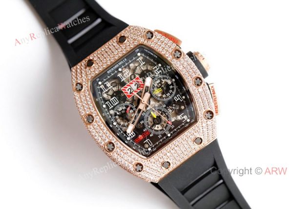 RM 011-FM Felipe Massa Rose Gold Diamond Richard Mille Knockoff Watches Asia 7750 RM 011-FM Felipe Massa Rose Gold Diamond Richard Mille Knockoff Watches Asia 7750