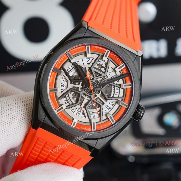 Swiss Grade Zenith Defy Classic Skeleton Dial Orange Rubber Strap High End Replica Watch Swiss Grade Zenith Defy Classic Skeleton Dial Orange Rubber Strap High End Replica Watch