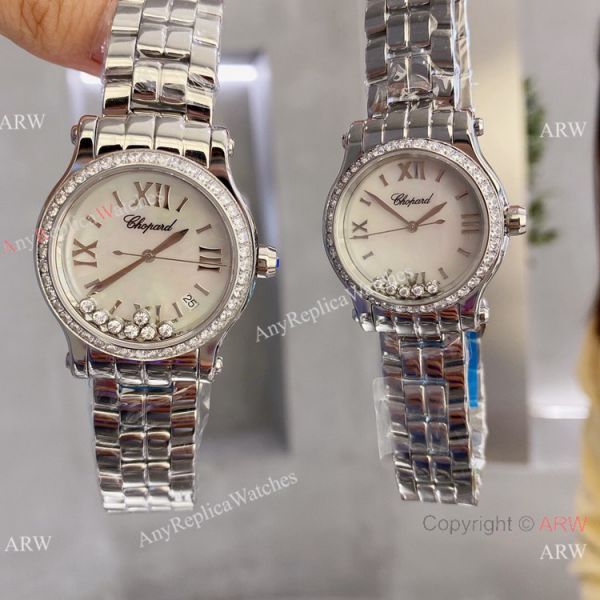 Faux Chopard Happy Sport Quartz Watch Pink Mop Dial Diamond Bezel Faux Chopard Happy Sport Quartz Watch Pink Mop Dial Diamond Bezel