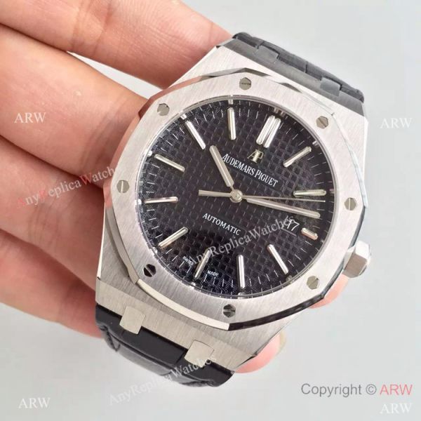 Replica JF Audemars Piguet Royal Oak Ss Black Leather Bracelet AAA Grade Replica Watches Sale Replica JF Audemars Piguet Royal Oak Ss Black Leather Bracelet AAA Grade Replica Watches Sale