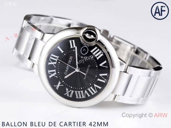 Super High AAA Replica Cartier Ballon Bleu De 42mm Watch Black Dial Stainless Steel Super High AAA Replica Cartier Ballon Bleu De 42mm Watch Black Dial Stainless Steel